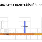 přestavba patra kancelářské budovy - etapy přestavby na CELOSKLENĚNÉ PŘÍČKY